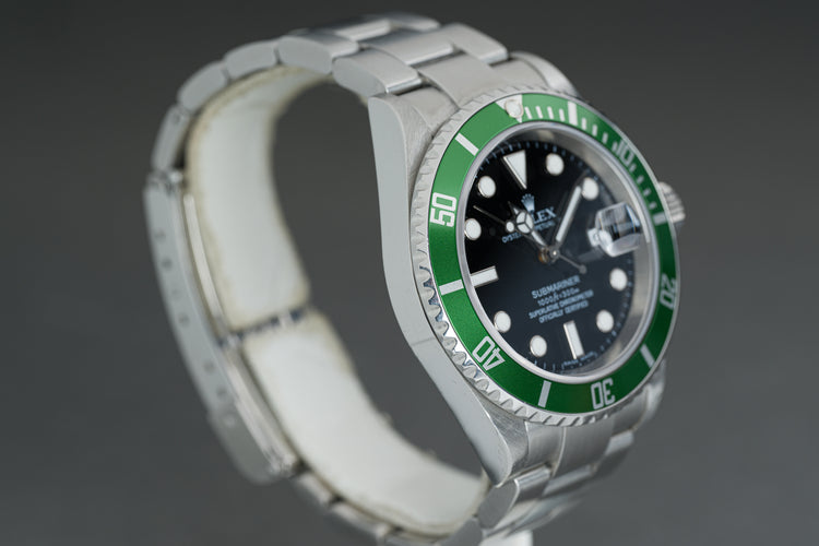 2007 Rolex 16610LV Green Anniversary Bezel Submariner Box, Papers, Booklets