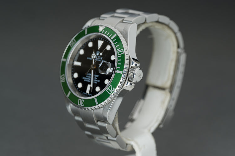 2007 Rolex 16610LV Green Anniversary Bezel Submariner Box, Papers, Booklets
