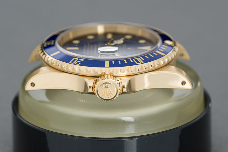 1991 18k Rolex 16618 Blue Dial Submariner