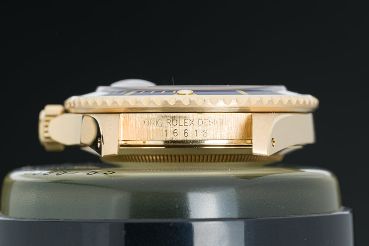 1991 18k Rolex 16618 Blue Dial Submariner