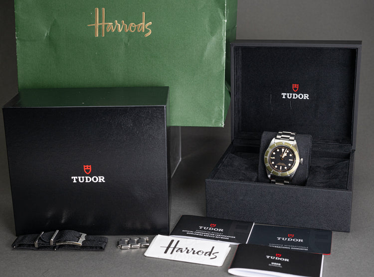 2022 Tudor "Harrod's" Black Bay 41 Green Bezel Full Set & Nato Strap
