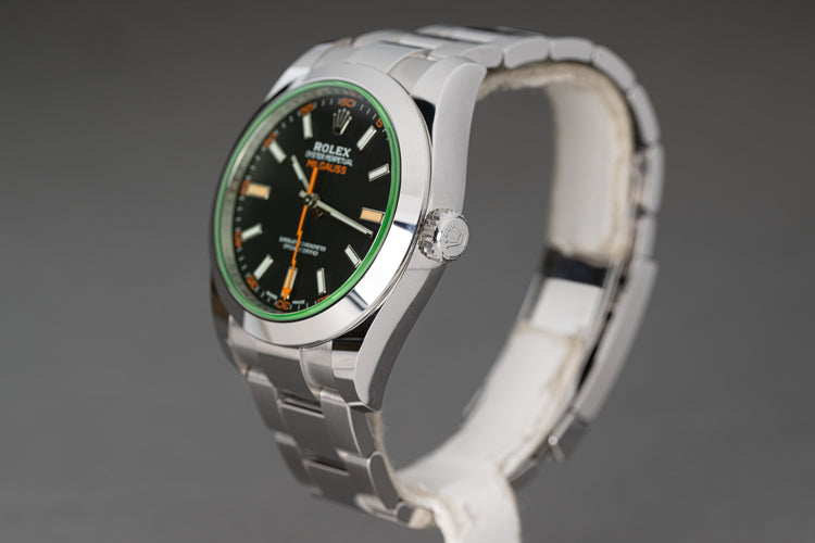 2021 Rolex Milgauss 116400GV Black Dial Box, Card, Hangtag