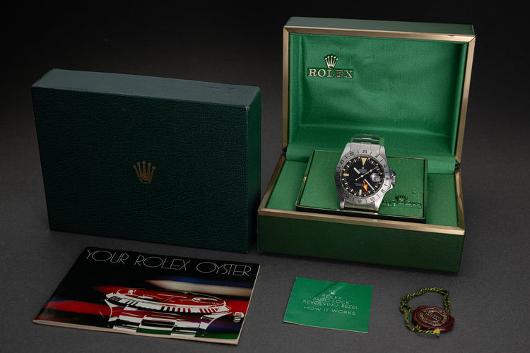 1977 Rolex 1655 Orange Hand Explorer MK2 Dial Box, Booklet & Hangtag
