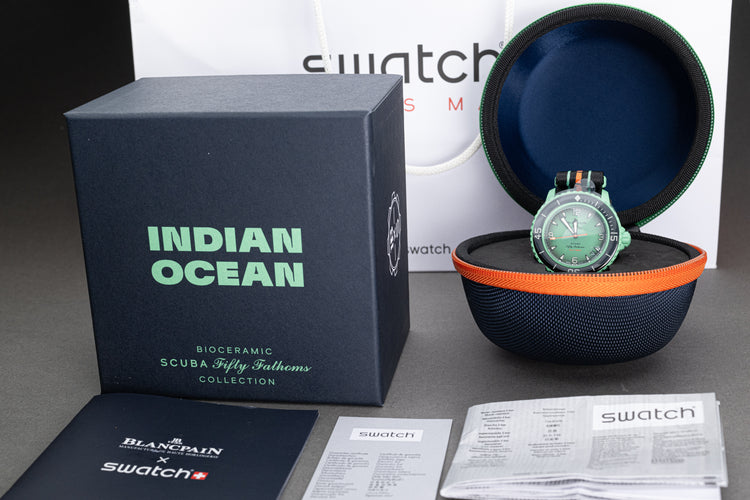 2023 Blancpain Bioceramic Swatch Fifty Fathoms "Indian Ocean" Full Set