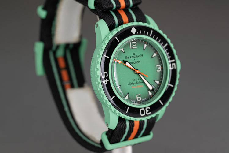 2023 Blancpain Bioceramic Swatch Fifty Fathoms "Indian Ocean" Full Set