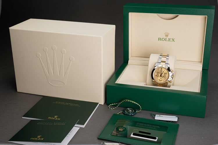 2023 Rolex 18k/St Daytona Champagne Dial Model 116503 Box, Card, Tags, and Booklets