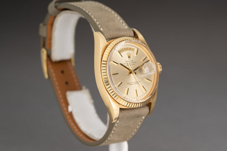 1973 Rolex Day-Date 1803 Pie Pan no Lume Champagne dial w/ Papers & Booklet