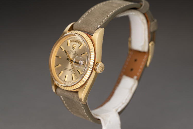 1973 Rolex Day-Date 1803 Pie Pan no Lume Champagne dial w/ Papers & Booklet