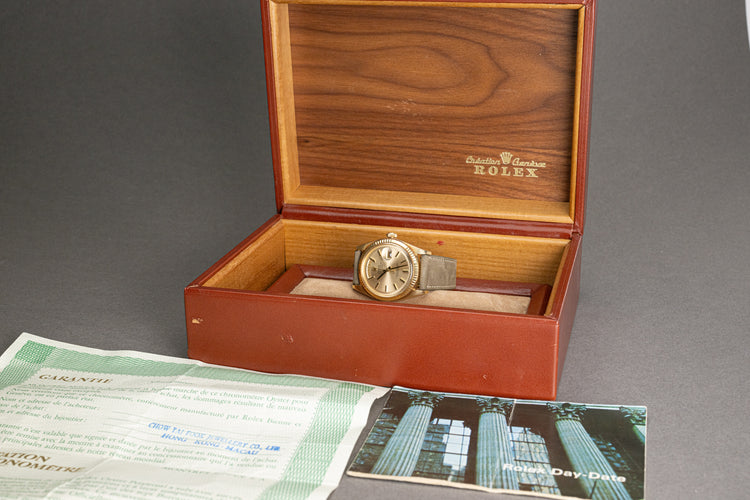1973 Rolex Day-Date 1803 Pie Pan no Lume Champagne dial w/ Papers & Booklet