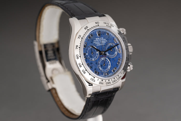 2002 Rolex 116519 18K White Gold Daytona "Sodalite" Dial Deployment Clasp with Box