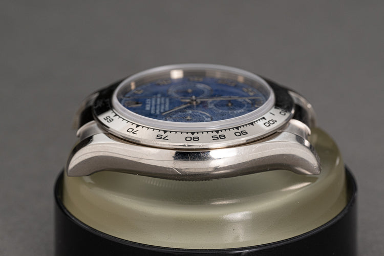2002 Rolex 116519 18K White Gold Daytona "Sodalite" Dial Deployment Clasp with Box