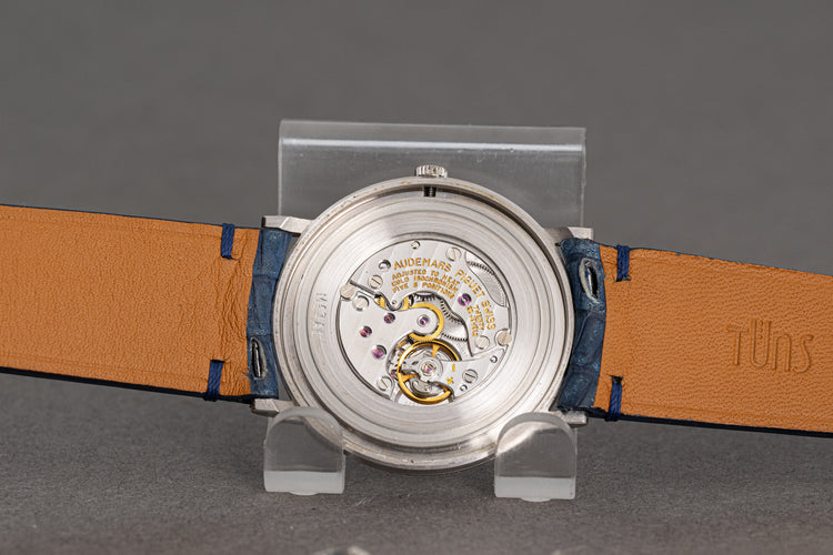 Audemars Piguet BC4791/002 31mm 18k White Gold Silver Dial Dress Watch On Blue Strap