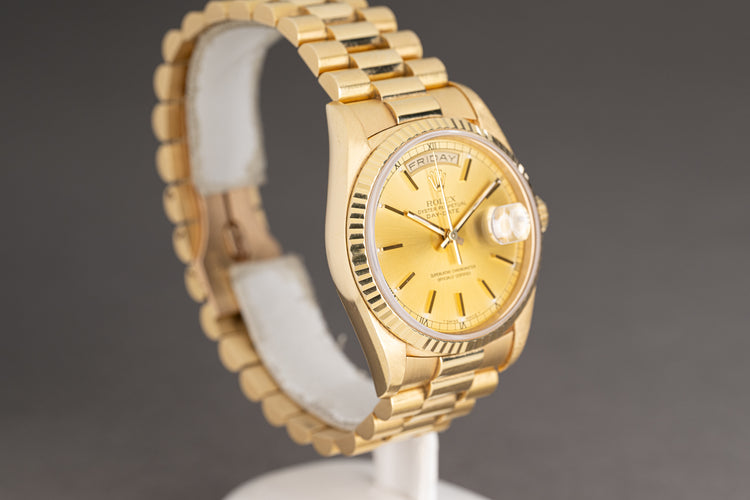 1991 Rolex Day-Date Champagne Dial with Box, Booklets & Hangtags