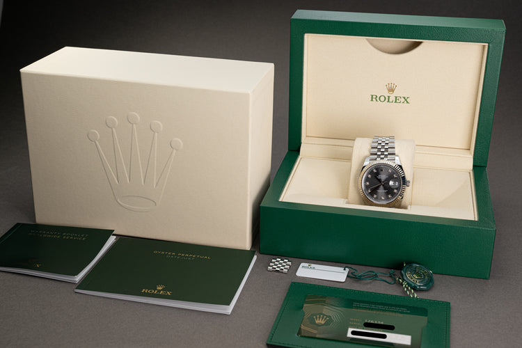 2022 Rolex 126334 Gray Datejust 41mm w/ 10 Factory Diamond Markers & Full Set