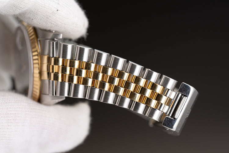 1991 Rolex 18k/St Datejust 16233 Blue Stick Dial Gold hands & Tritium Lume Plots