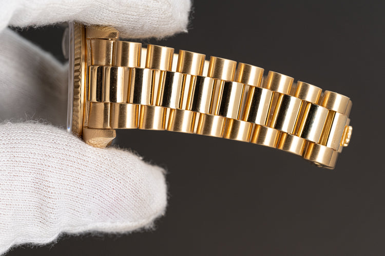 1995 Rolex Day-Date 18238 Black Tapestry Dial with Booklets, Rolex Service Pouch, Hang Tag