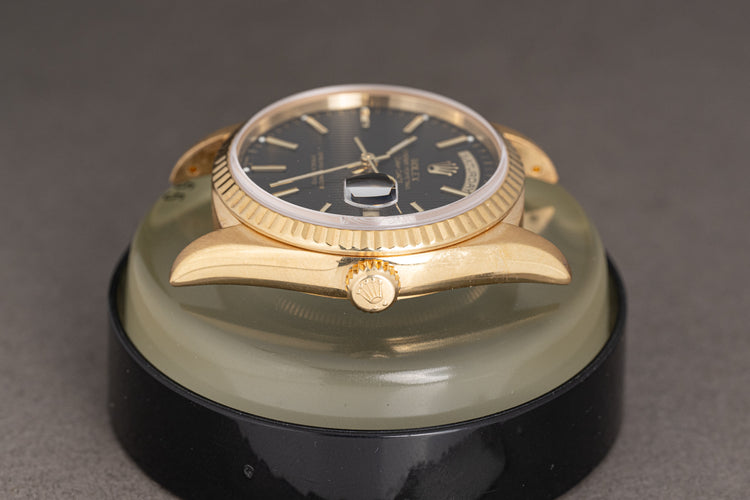 1995 Rolex Day-Date 18238 Black Tapestry Dial with Booklets, Rolex Service Pouch, Hang Tag