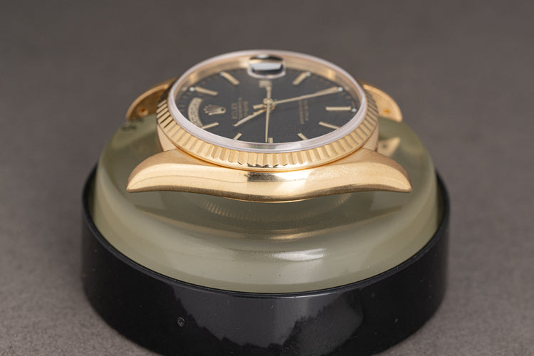 1995 Rolex Day-Date 18238 Black Tapestry Dial with Booklets, Rolex Service Pouch, Hang Tag