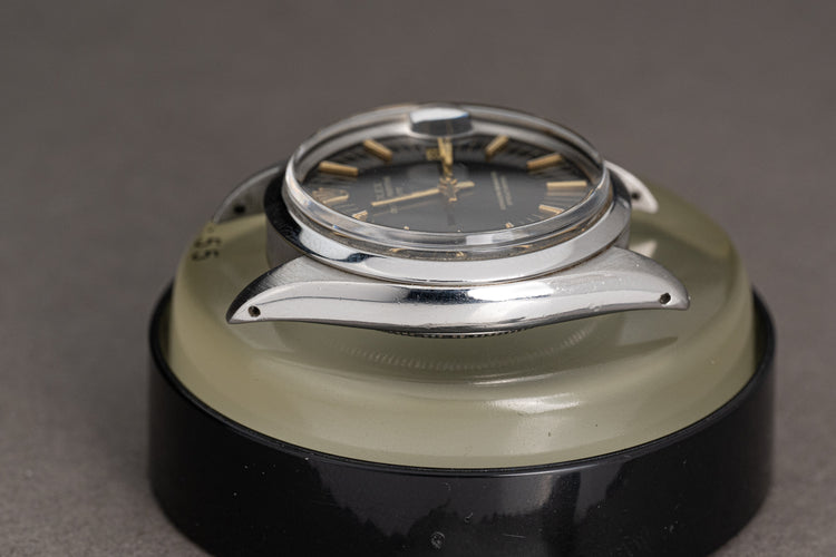 1971 Rolex Date Model 1500 with Gray Dial, Gilt Hands, Gilt Baton Markers on Strap with Service Papers