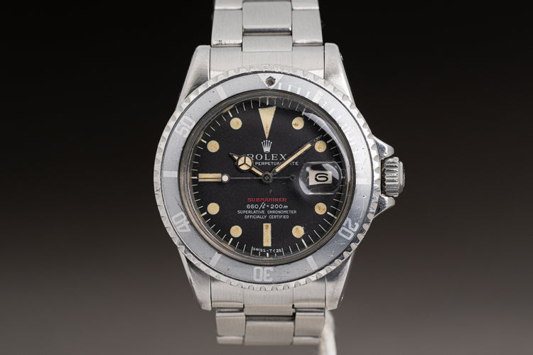 1972 Rolex Red Submariner 1680 MK 4 Dial Faded Bezel Insert Creamy Hands & Lume Plots