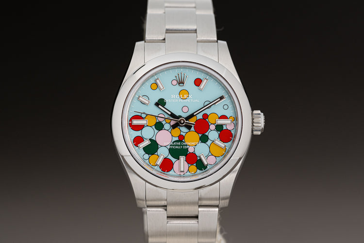 2023 Rolex 31mm Oyster Perpetual 277200 Turquoise Blue Celebration Motif 31mm Full Set