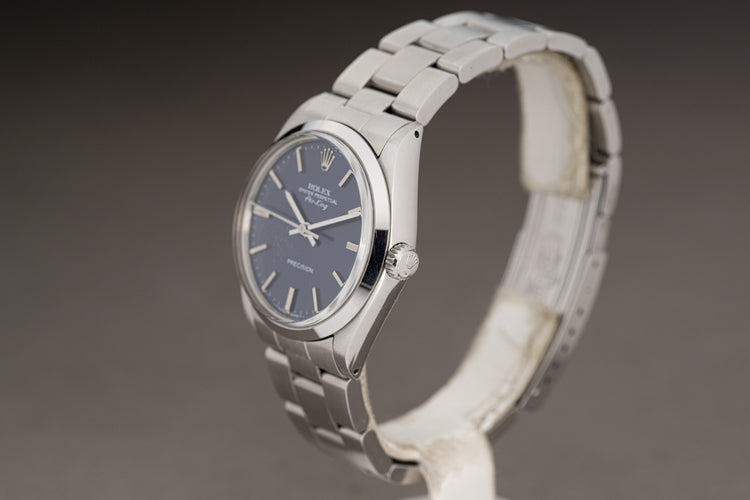 1987 Rolex Oyster Perpetual Air King 5500 Blue Dial Smooth Bezel