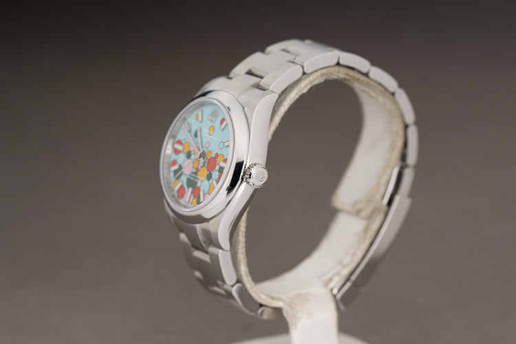 2023 Rolex 31mm Oyster Perpetual 277200 Turquoise Blue Celebration Motif 31mm Full Set