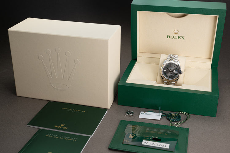 2021 Rolex 41mm "Wimbledon" St/St Datejust on Jubilee Box, Booklets, Card & Hangtags