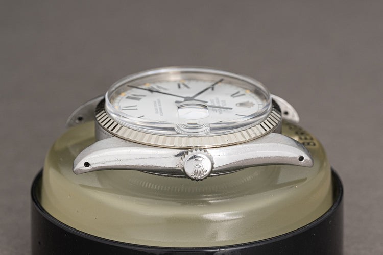 1977 Rolex Datejust White Roman Dial Pumpkin Hour Markers Jubilee Bracelet