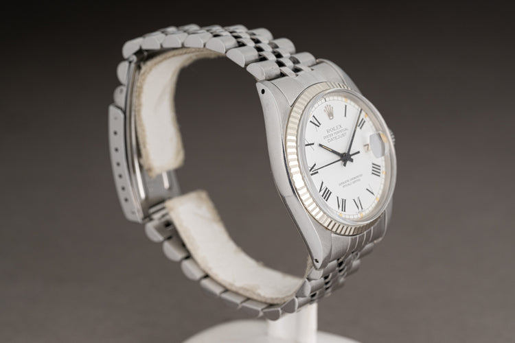 1977 Rolex Datejust White Roman Dial Pumpkin Hour Markers Jubilee Bracelet