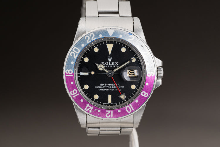 1968 Rolex GMT Master 1675 Mk 1 Dial Long E with Fuchsia Insert