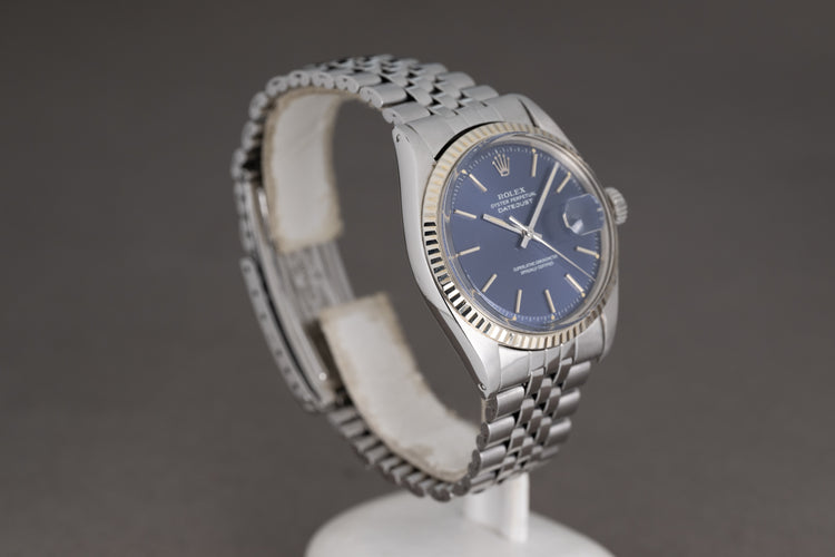 1971 Rolex Datejust 1601 Blue Dial Creamy Tritium Markers Jubilee Bracelet