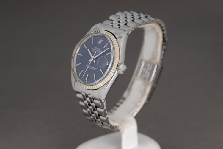 1971 Rolex Datejust 1601 Blue Dial Creamy Tritium Markers Jubilee Bracelet