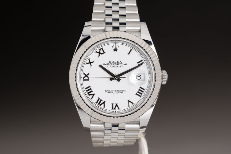 2024 Rolex 41mm Datejust 126334 White Roman Dial Jubilee Bracelet W/ Box, Card & Chronotag