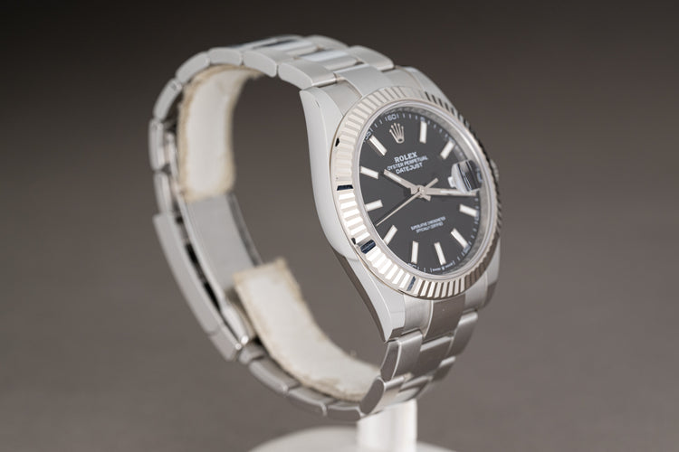 2023 Rolex 41mm Datejust 126334 Black Dial Fluted Bezel Oyster Bracelet w/ Card