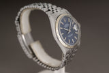 1973 Rolex Datejust 1601 Blue Pie Pan Dial 18k Fluted Bezel, Folded Jubilee Bracelet, Ebay Guarantee Card