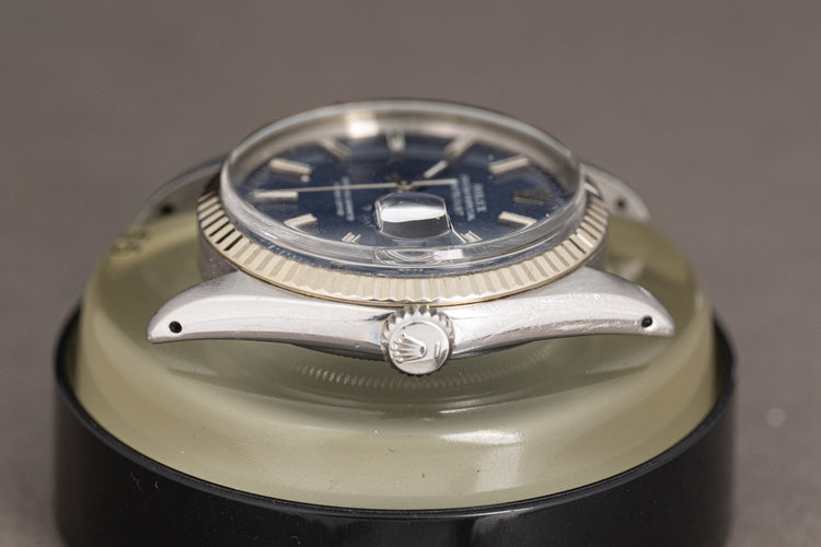 1973 Rolex Datejust 1601 Blue Pie Pan Dial Fluted Bezel, Folded Jubilee Bracelet, Ebay Guarantee Card