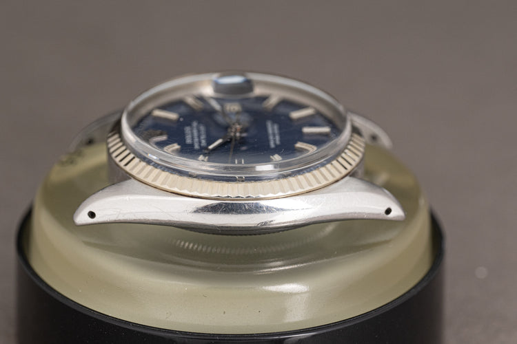 1973 Rolex Datejust 1601 Blue Pie Pan Dial Fluted Bezel, Folded Jubilee Bracelet, Ebay Guarantee Card