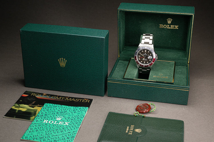 1987 Rolex 16760 "Fat Lady" GMT Master II Tropical Tritium Dial w/ Box, Wallet, Booklet & Chronotag
