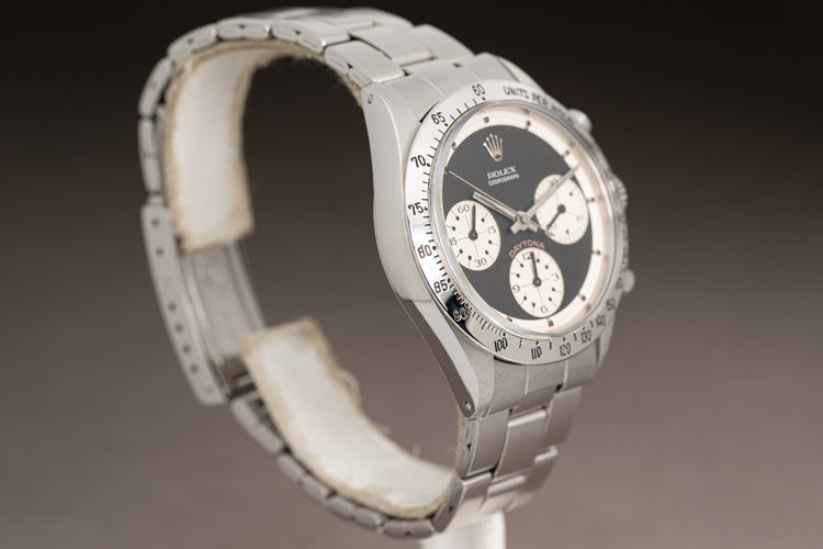 1969 Rolex 6239 "Paul Newman" Cosmograph Daytona MK1 Black Dial & White Sub Dials serviced at Rolex Geneva w/ Service Booklet and Box