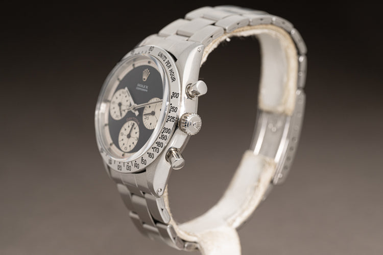 1969 Rolex 6239 "Paul Newman" Cosmograph Daytona MK1 Black Dial & White Sub Dials serviced at Rolex Geneva w/ Service Booklet and Box