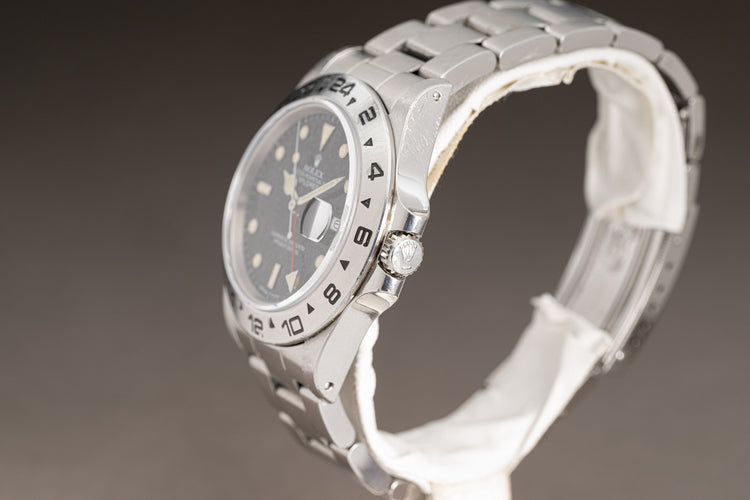 1986 Rolex Explorer II 16550 Black & Carbon Pebble Tritium Rail Dial with Creamy Lume Plots & Hands