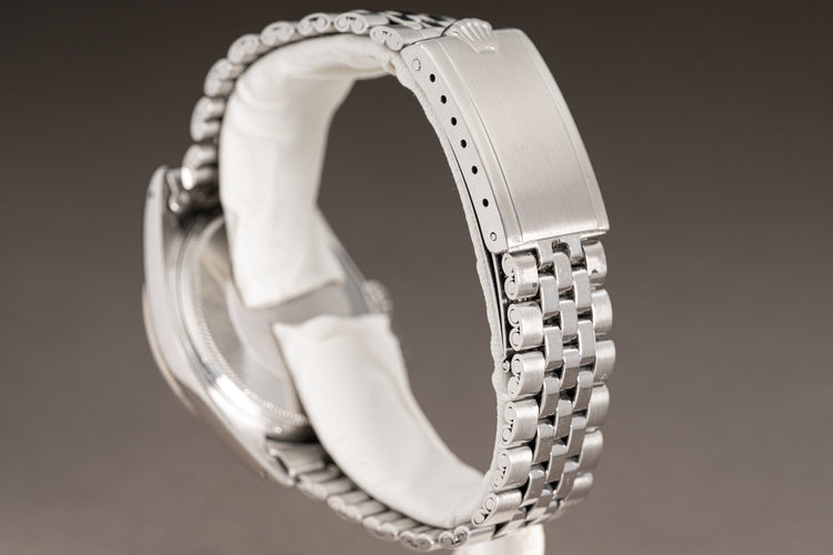 1969 Rolex 1601 Datejust Silver Stick Dial 18k Fluted Bezel folded Jubilee Bracelet