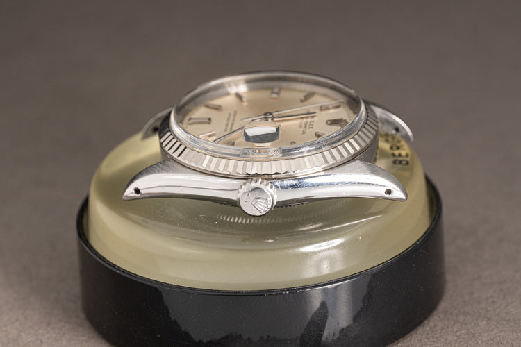 1969 Rolex 1601 Datejust Silver Stick Dial 18k Fluted Bezel folded Jubilee Bracelet