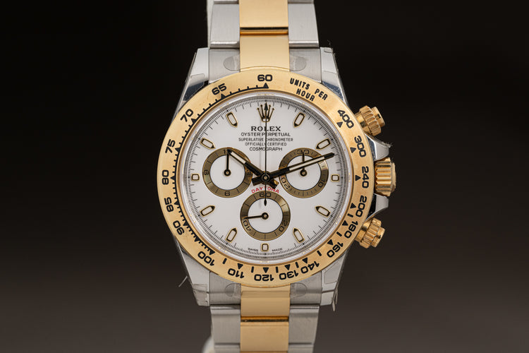 2021 Rolex Daytona 18k/St Model 116503 Box, Card, Hang Tag, Chrono Tag, Wallet & Booklets and Original Stickers Attached