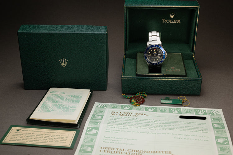 1978 Rolex 1675 GMT "Blueberry" Radial Dial with Box, Papers, Hang Tag, Chrono Tag