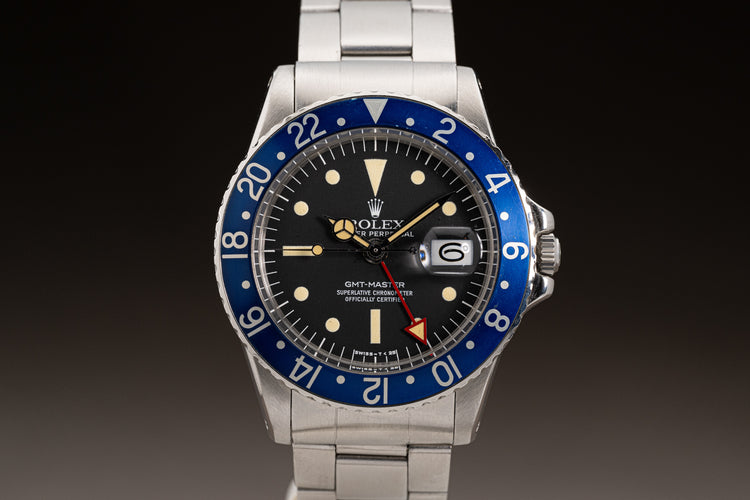 1978 Rolex 1675 GMT "Blueberry" Radial Dial with Box, Papers, Hang Tag, Chrono Tag