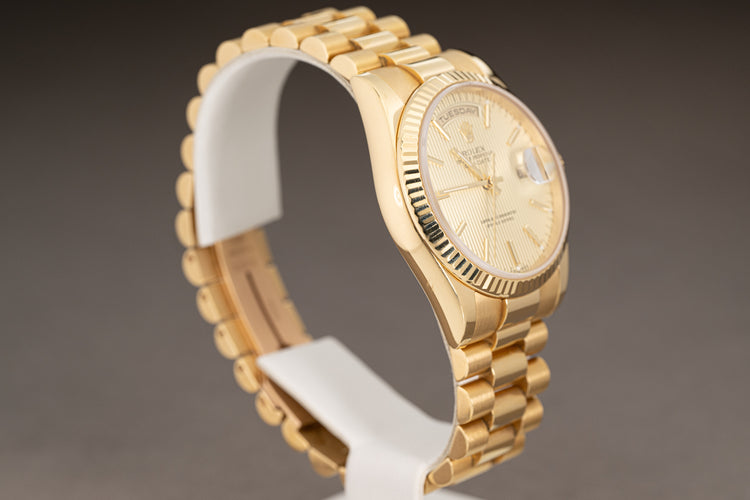 2001 Rolex 18k Day-Date 118238 Tapestry Dial