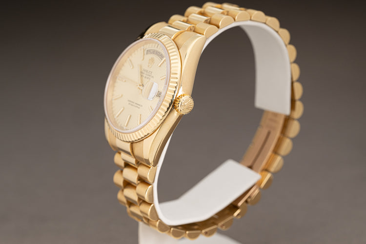 2001 Rolex 18k Day-Date 118238 Tapestry Dial