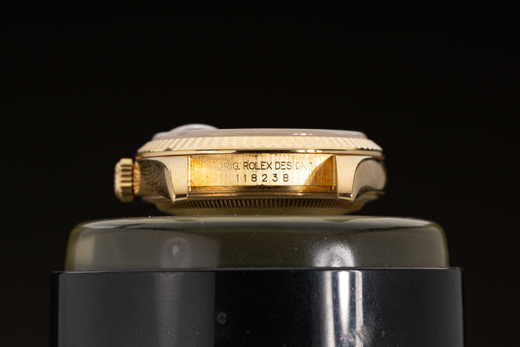 2001 Rolex 18k Day-Date 118238 Tapestry Dial